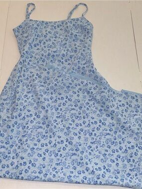 Beginning Boutique Light Blue Floral Spaghetti-Strap Maxi Dress Size 4
